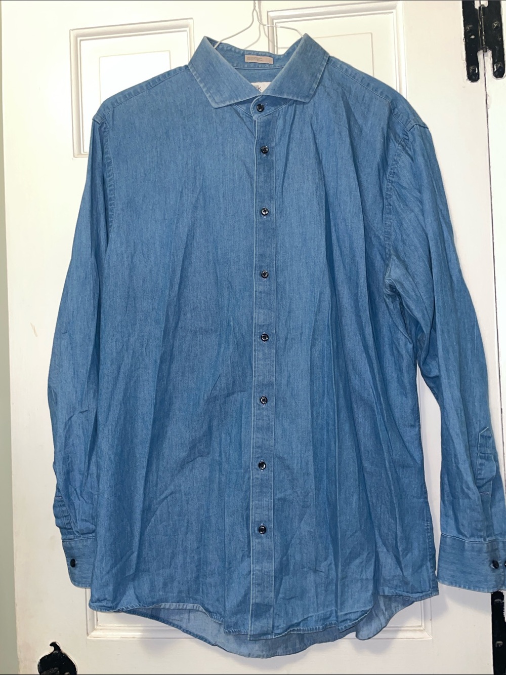 Nordstrom Rack Light Blue Denim Button-Down Shirt size  17 34/35